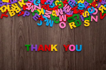 Color Alphabets with word Thank You