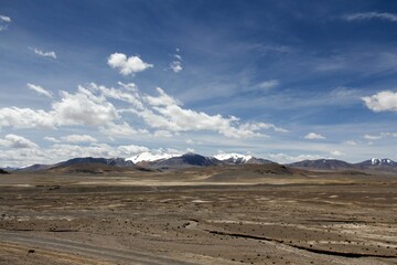 Aerial view of desert surrounded by mountains
