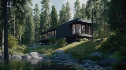 A stylish home blending with nature