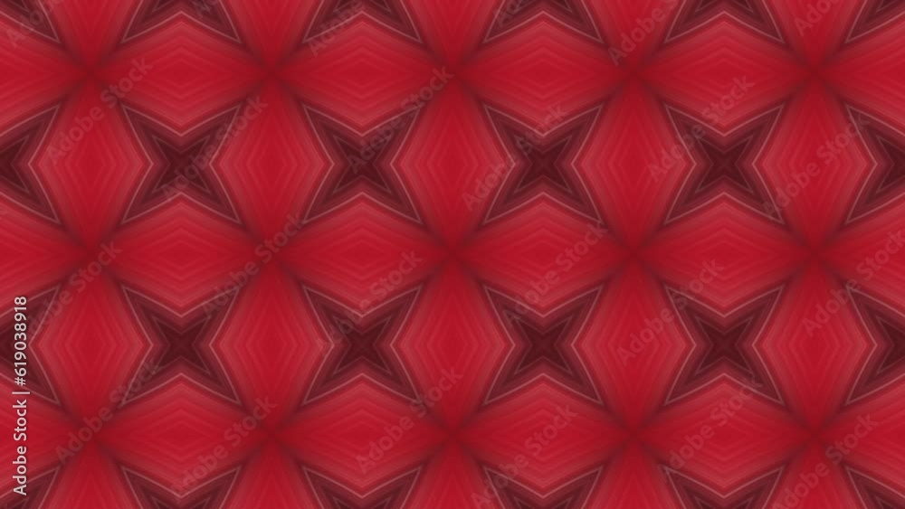 Wall mural animation background of red squares loop digital art blue star kaleidoscope pattern