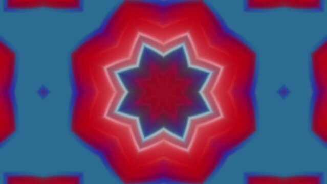 Animation background of colorful squares Loop digital art blue star kaleidoscope pattern