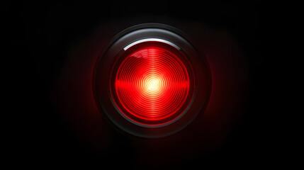 Red alert lamp or warning indicator on black panel glowing. Red alert lamp, status indicator, warning lamp or button. - obrazy, fototapety, plakaty