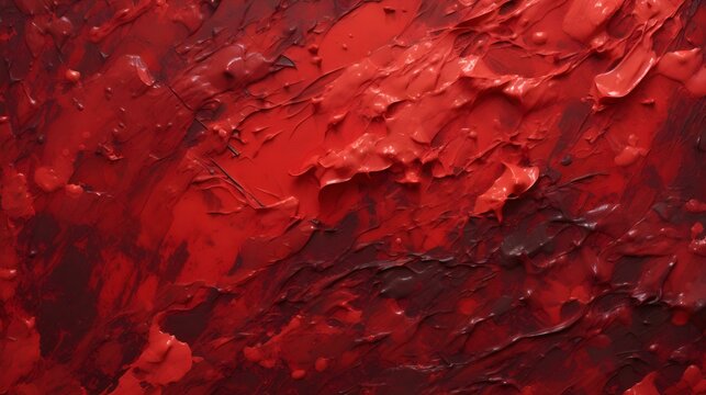 Paint Texture in ruby Colors with visible Brush Strokes. Artistic Background on a concrete Wall.
