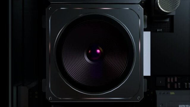 spectacular assembly of the phone from different components. the camera focuses on the phone's camera area and zooms in quickly. alpha channel