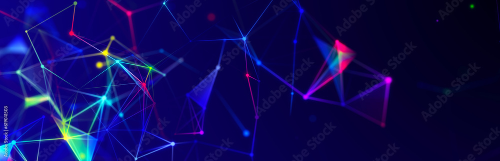 Poster polygonal background with dots and lines. network connection structure. science and technology. 3d