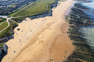 Drone aerial view of botany bay beach in Broadstairs Kent United Kingdom