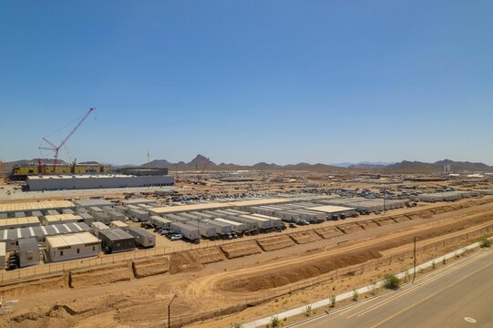 Aerial view of Taiwan semiconductors Mega Factory under construction in North Phoenix, Arizona.