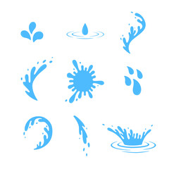 Water splash, water drops, waves. Vector illustration. 