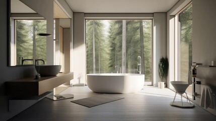 Fototapeta premium Interior of a luxurious bathroom with white walls