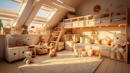 Kids Room Interior Photo, Real Estate, Design, Generative AI