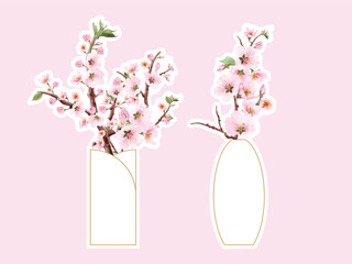 watercolor cherry blossom sticker set