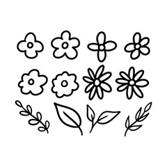 Set of cute flower doodle
