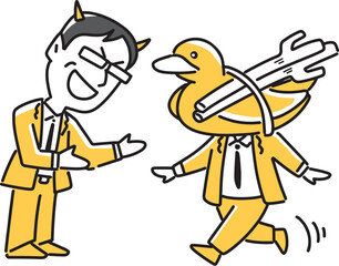 鴨葱社員に声をかける悪そうなビジネスマン