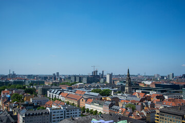 Copenhagen downtown architecture view from above - from the Church of Our Saviour