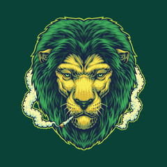 smoking weed high lion illustration