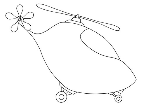 Children's helicopter in doodle style. Coloring book. Hand Drawn. Freehand drawing. Doodle. Sketch. Outline.