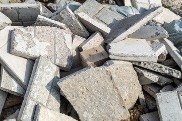 Fragments of old paving slabs