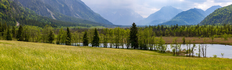 panorama view of the lake and mountains 