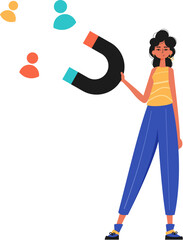 The girlfriend holds a attraction in his hand , which attracts liaison. Trendy style, Vector Illustration