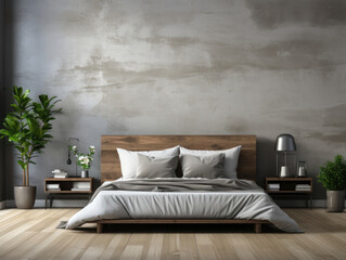 Modern Bedroom Interior Background Wall Mockup, Mockups Design 3D, High-quality Mockups, Generative Ai