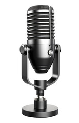 Professional grade microphone with stand on transparent background