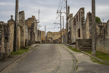 Remains of the destroyed village of Oradour sur Glane in France, 1944 war massacre