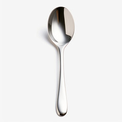 Small stainless steel silver spoon on a white background, AI Generation