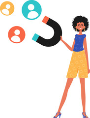 The girlfriend holds a pull wag in his die , which attracts count. Trendy style, Vector Illustration