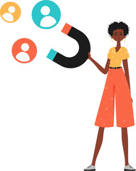 The girlfriend holds a pluck wag in his die , which attracts count. Trendy style, Vector Illustration