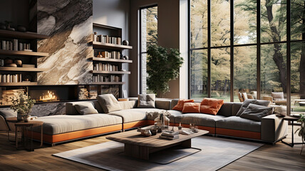 Living Room Interior Photo, Real Estate, Design, Generative AI