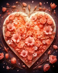 Fototapeta premium The concept of Valentine's Day is a love-themed pizza or restaurant. (Illustration, Generative AI)