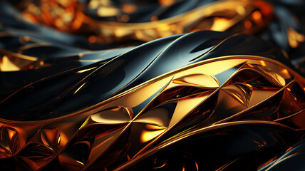  abstract fantasy background with wavy tangled golden snakes, shiny metallic texture, generative AI tools 

 