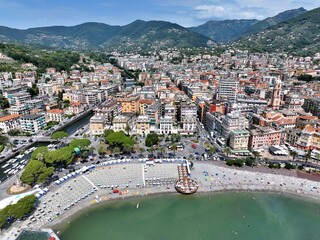 Panoramic aerial view of Rapallo. Genoa, Cinque Terre, Liguria, Italy