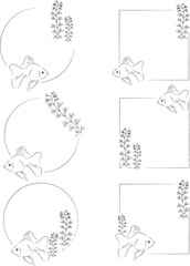 金魚のイラストフレームセット