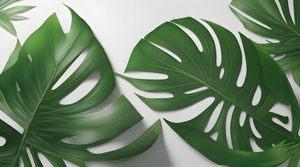 Naklejka na ściany i meble Immersive 3D Tropical Leaves: Summer's Dark Green Oasis
