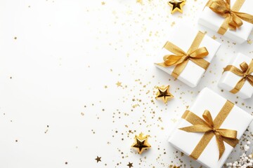 Christmas and New Year Holiday Background with Gifts and Greeting Card  AI Generated