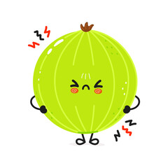 Angry Gooseberry character. Vector hand drawn cartoon kawaii character illustration icon. Isolated on white background. Sad Gooseberry character concept