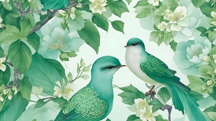 Whispers of Nature: Enchanting Watercolor 3D Chinoiserie Wallpaper