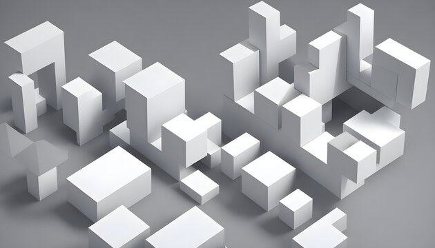 Sleek Minimalism: White Modern Interior Background - Abstract Building Blocks - 3D Rendering © Yaiza Canvas