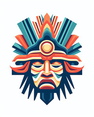 Fototapeta premium Exquisite Illustration of Ceremonial Mask from the Mayan Empire: Rich in Detail and Steeped in Cultural Significance