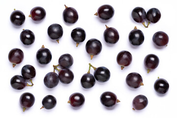 black grapes on white background