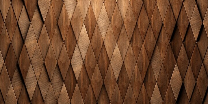 Randomly shifted offset vertical stretched rhomb wooden cubes or blocks surface background texture, empty floor or wall hardwood wallpaper