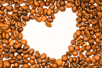 coffee beans frame heart like