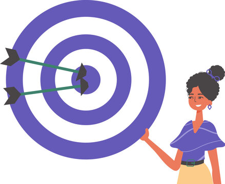 The daughter holds in his handwrite a devour with arrow that hit the kernel battlefield sector. Trendy style, Vector Illustration