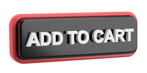 Add to cart button. 3D illustration.