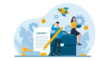 Business, start up contract and agreement - obrazy, fototapety, plakaty