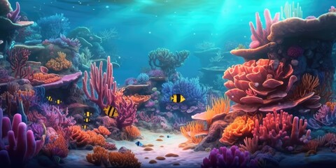 3D underwater ocean scenery, Generative AI