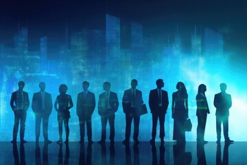 Silhouettes of Business People Working, Generative AI