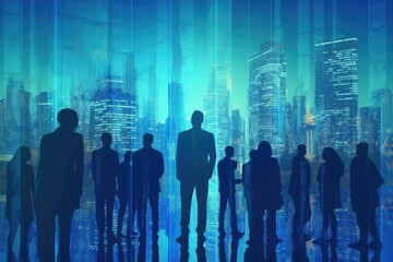 Silhouettes of Business People Working, Generative AI
