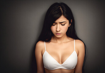 Fototapeta premium The girl is depressed. The concept of despair and stress. Generative AI.